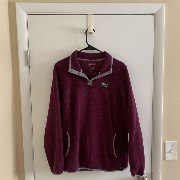 L.L. Bean Jackets & Blazers - Burgundy L.L.Bean Sweater Fleece Pullover